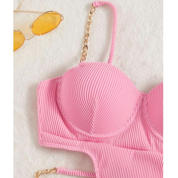 Ribbed Cut out Tie Back Monokini One Piece Swimsuit - Picture 8 of 8